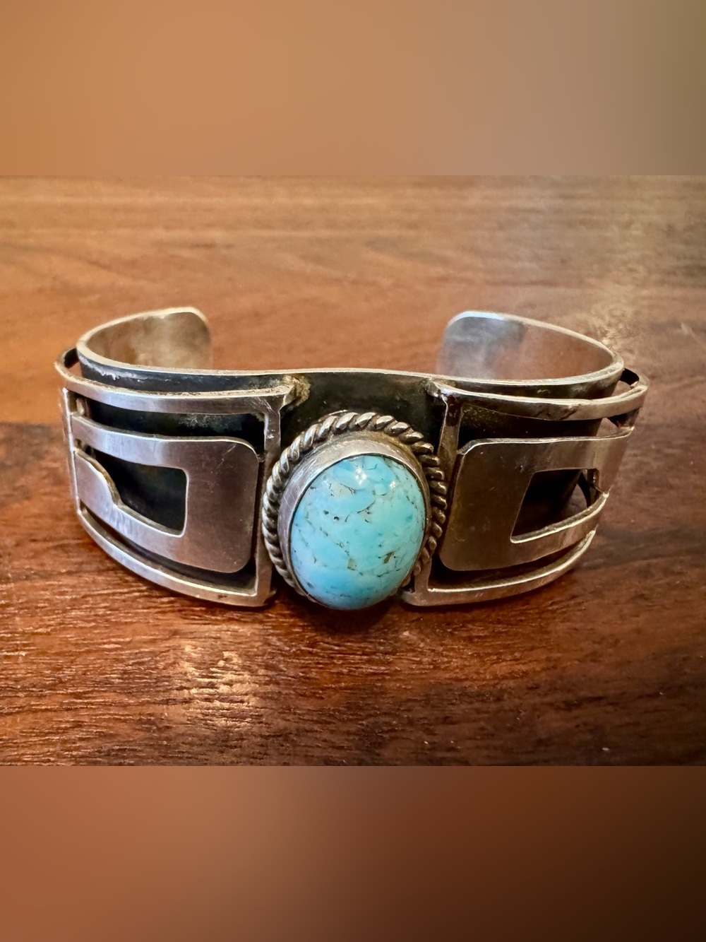 VTG Taxco Sterling Silver Cuff w/Turquoise Heavy Statement Bracelet Mexico 70g - Picture 4 of 11